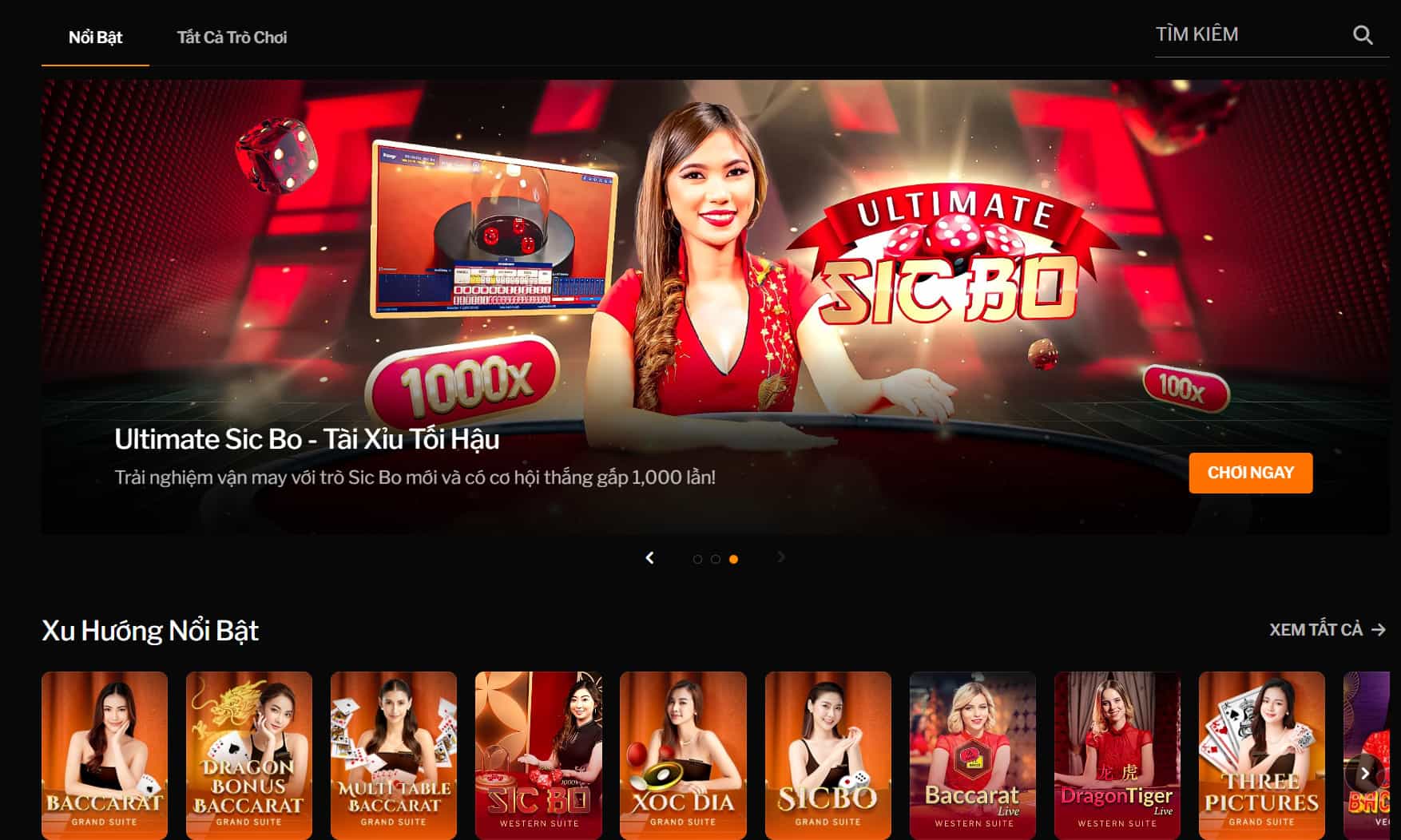 Giao dien ca cuoc chinh thuc trang casino truc tuyen